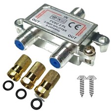 2 fach Breitband Stamm Verteiler Splitter F Stecker SAT digital Kabel DVB 4k 8k