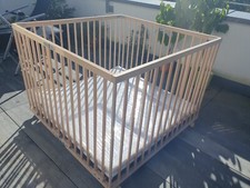 Sämann Laufgitter 100x100 cm mit Matratze faltbar natur