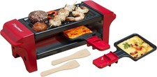 Bestron Raclette für 1 bis 2 Personen, Mini Tischgrill mit zwei Pfännchen und