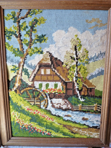 Stickbild gobelinbild haus - gobelinbild,