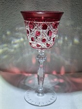 Val Saint Lambert Bleikristall  Überfang Weinrömer Rosa Kristallglas 19,5 cm TOP