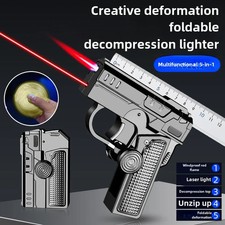 Multifunktionale Folding Dual-Form winddicht Feuerzeug Metall rote Flamme Mode