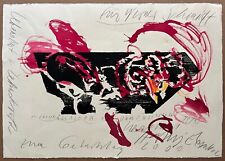 Hartwig Ebersbach Signierte Original Gouache - Widmung auf Holzschnitt zu Kaspar