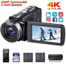 ✅Digital Camcorder 4K 42MP Videokamera 18Xzoom Vlogging Camera mit LED-Fülllicht