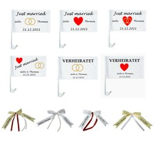 Autofahne Just married Hochzeit Antennenschleife Autoschleife PERSONALISIERT