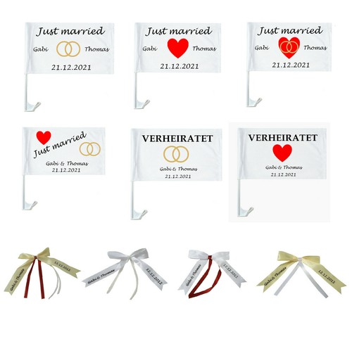 Autofahne just married - just,