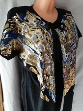 COACHELLA Oversize S M 38 L 40 Midi Kleid Gehrock Schwarz Gold Blau Tunika k257