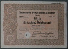 Braunkohle-Benzin Aktiengesellschaft ausgest. auf Anhaltische Kohlenwerke