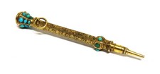 Antiker 585 Gold Miniatur Chatelaine Bleistift Anhänger m Türkis England um 1850