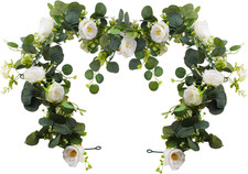 2 Stück Eukalyptus Girlande Künstliche Blumengirlande 180cm Hängend Rosen