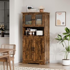 Küchenschrank mit Arbeitsplatte, Küchenbuffet Vitrinenschrank Braun