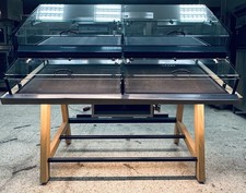 Brotregal Selbstbedienung 4 Fächer Glas Holz LED Beleuchtung