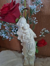 Madonna mit Kind, 24 cm, Standfigur weiß lackiert, Gips oder Modelliermasse