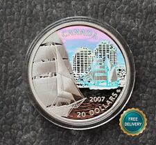 2007 1 Unze Silber Holographische PP Kanada Brigantine Schiff hoch Zertifikat. SELTENES ETUI