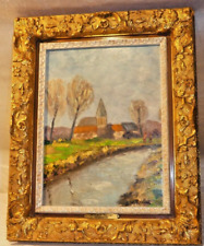 Ölgemälde Kirchdorf am Bach sign. Wilhelm Reuter 1874-1958 Düsseldorf Öl/ Holz