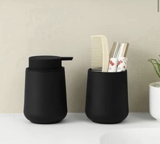 Matte Schwarz Badezimmerzubehör-Set Zweiteiliges Seifenspender/ Becher