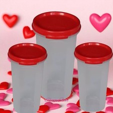 Tupperware Eidgenosse rund 650 ml, rot, transparent, 3‘er Set