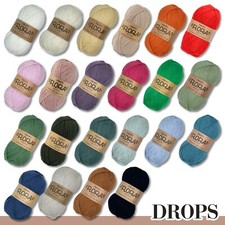 Drops 3 x 50 g Flora Uni Stricken Häkeln Schurwolle Alpaka Filzen 22 Farben