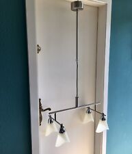 Edelstahl Pendelleuchte Hängeleuchte NEU mit original 50er Glasschirmen Unikate!