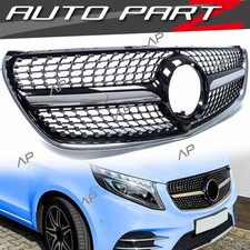 Diamantgrill Kühlergrill Schwarz für Mercedes V Klasse W447 V250 V300 V260 16-19