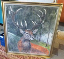 Riesiges Öl-Gemälde * Hirsch
