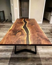 Black Epoxy Resin River Table