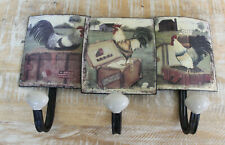 3er Wandhaken Garderobenhaken Shabby Metall Motiv Nostalgie neu