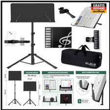 Metall Notenständer | 5-in-1 Tragetasche | 180° Verstellung