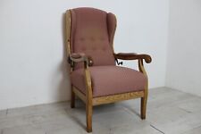 Biedermeier Ohrensessel Holz Original Stoff Verstellbar Rot Antik