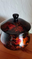 Lackdose Schatulle Japan China Asiatika Koi Fische schwarz mit Goldfische