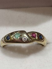 Ring, 333 Gelbgold (8 Karat), mit Saphir, Rubin, Smaragd und Zirkonia, Gr. 53