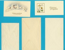 2x Miniaturkarte Pfingsten und Neujahr mit Umschlägen