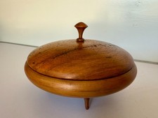 Vintage Holzschale mit Deckel Schmuckschatulle Dose Drechselarbeit Holz