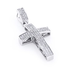 Sterling Silber Diamant Kreuz