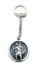 Vintage versilberter Schlüsselanhänger Keyholder hl. Christophorus unisex