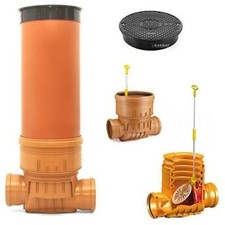 Kontrollschacht Revisionsschacht DN400 Rückstauklappe 2 x Ø160 mm