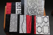 Kanban Set rot Schwarz weiß Stanzbogen Blumen Schmetterlinge Rahmen Bordüren