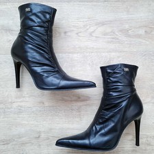 Buffalo Lederstiefel Gr. 42 schwarz Echtleder Stiefeletten High Heels