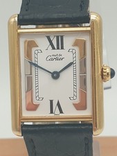 Cartier Tank Vermeil Trinity Quarz Damen Armbanduhr / 925 Silber / Ref. 1615