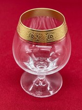 BLEIKRISTALL KRISTALL GLAS BREITER GOLDRAND H/Du 10,5/5cm COGNAC