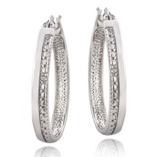 925 Silber Diamant Akzent Streifen Oval Ohrringe