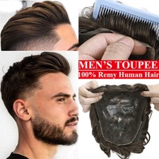 Herren Echthaar Toupet Für Männer Haarteile Herrenperücke Human Hair Wig Toupee