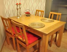 Massivholz Esstisch 120x 80x 75 cm, mit 2 Schubladen (73 x 35 cm) und 4 Stühlen