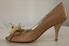 Peep-toe Leder Schuhe Absatz 8 cm Hochzeit Party Taufe