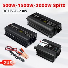Auto 500W 1500W 2000W Spitze Wechselrichter 12V auf 230V Spannungswandler 2USB