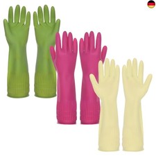 3 Paare Haushaltshandschuhe, Lange Gummihandschuhe, Wiederverwendbare