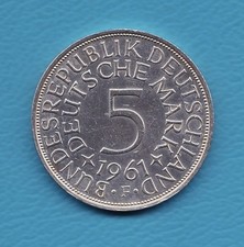 5 DM 1961 F (Stuttgart), Silberadler, seltener, vorzüglich !!