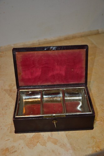 Vintage leder geldkassette - vintage,