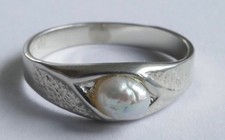 Ring mit einer Flußperle 925 Silber rhodiniert Vintage 70er Ring silver