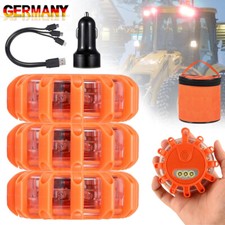 3/6X Warnleuchte Auto Wasserdicht LED Warnleuchte mit Magnet 9 Leuchtmodi USB DE